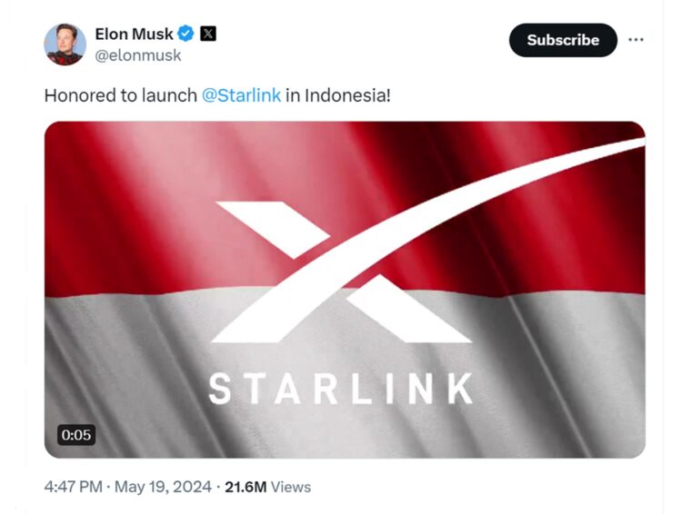 Starlink Terpasang di IKN dan Bali, Elon Musk Ngetweet Bendera Merah Putih, Begini Cuitannya