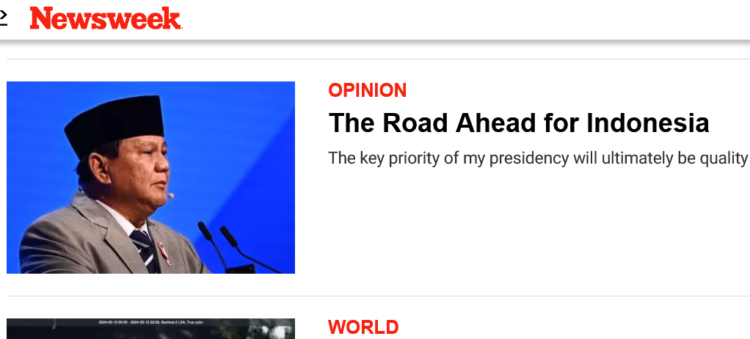 Prabowo Subianto tak bahas IKN di media asing Newsweek New York. Foto: Tangkapan layar/Newsweek