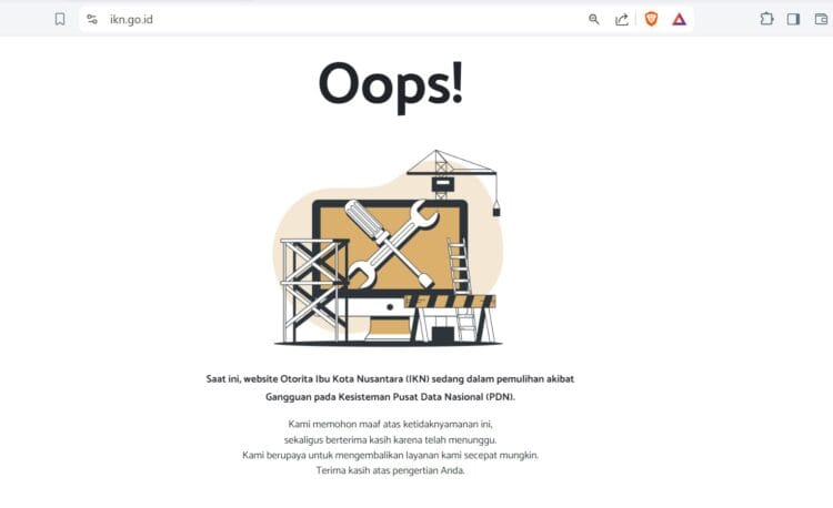 Oops! Website Resmi IKN Tumbang