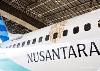 Garuda Pasang Logo Pohon Hayat IKN di Badan Pesawat Boeing 737-800 NG
