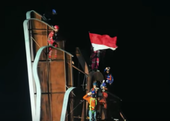 Topping Of puncak tertinggi Sayap Kanan Gedung Presiden IKN. Foto: Youtube