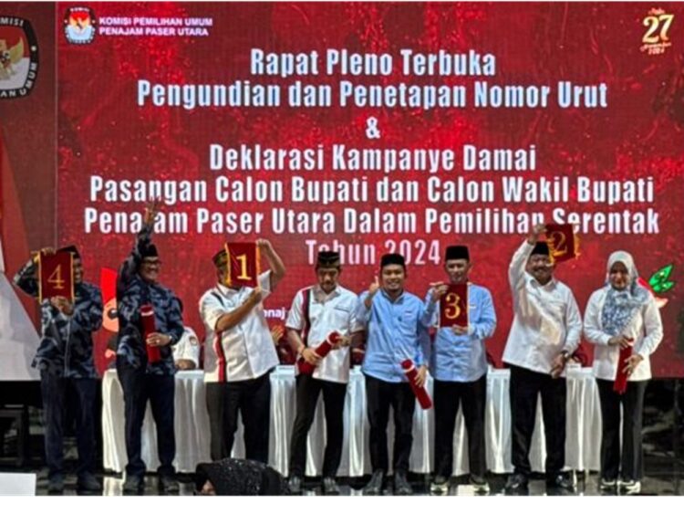 KPU Undi Nomor Urut Empat Paslon Bupati Penajam Paser Utara, Ini Hasilnya…
