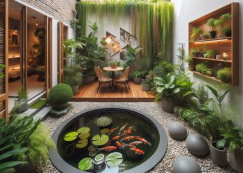 Inspirasi Taman Belakang Rumah, Lengkap dengan Kolam Ikan