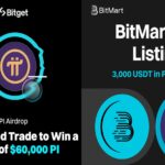 Logo Bitget dan BitMart: Kolaborasi Bitget dan BitMart dalam airdrop PI Coin