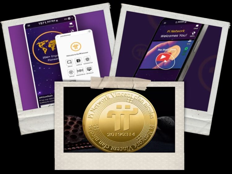 Ilustrasi penambangan Pi Network di smartphone