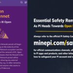 Logo Pi Network dengan latar belakang jaringan blockchain yang aman