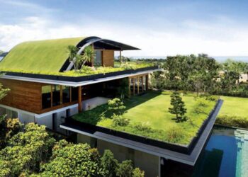 Atap hijau atau green roofing.