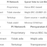Infografis perbedaan blockchain Pi Network dan BNB Smart Chain