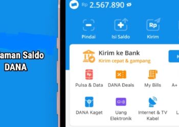 Tampilan aplikasi DANA dan fitur pinjaman