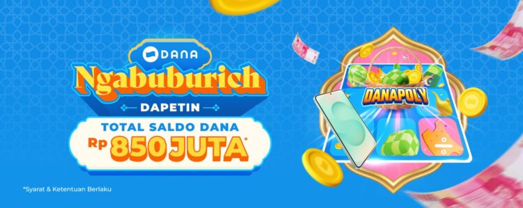 Tampilan halaman promo DANAPoly NGABUBURICH dan dapatkan Saldo DANA Gratis Rp 850 Juta