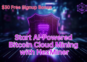 Ilustrasi penambangan cloud Bitcoin dengan HEXminer