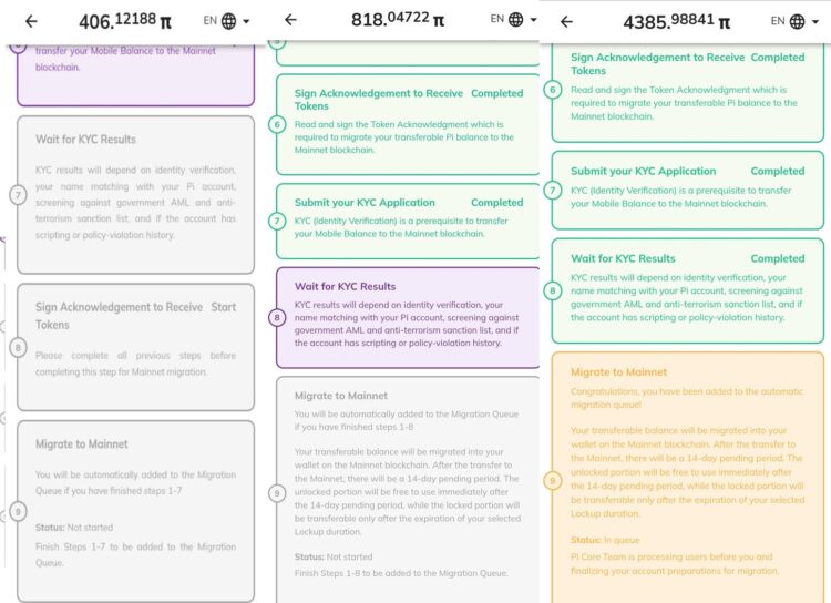 Ilustrasi tampilan aplikasi Pi Network dengan fokus pada Kolom 9 Mainnet