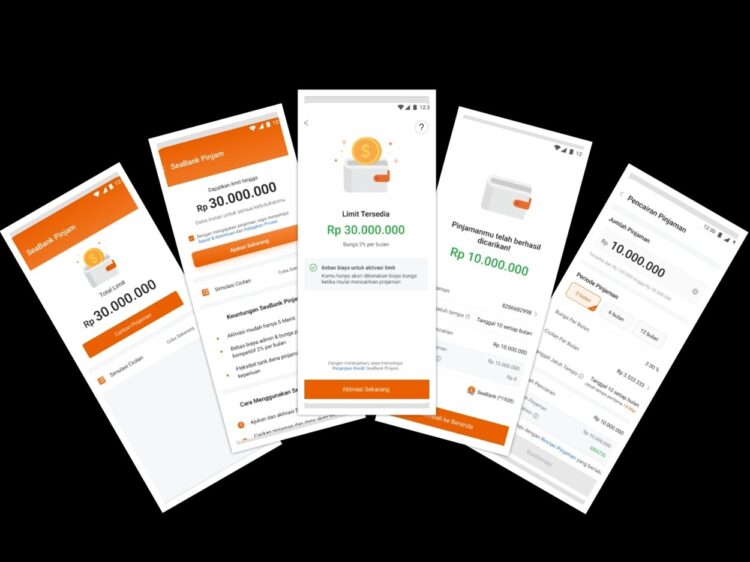 Tampilan aplikasi pinjam uang di SeaBank dengan limit hingga Rp30 juta