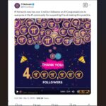 Ilustrasi pertumbuhan follower Pi Network di X yang mencapai 4 juta.