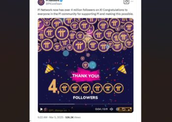 Ilustrasi pertumbuhan follower Pi Network di X yang mencapai 4 juta.