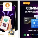 Ilustrasi kartu Visa Pi Coin dan USDT untuk transaksi global