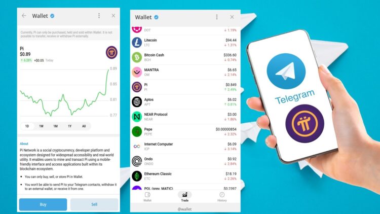 Tampilan antarmuka Pi Coin di Telegram Wallet