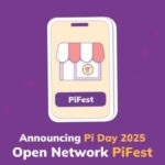 Ilustrasi PiFest 2025: Pedagang dan Pelopor Pi Network berinteraksi dalam perdagangan lokal.