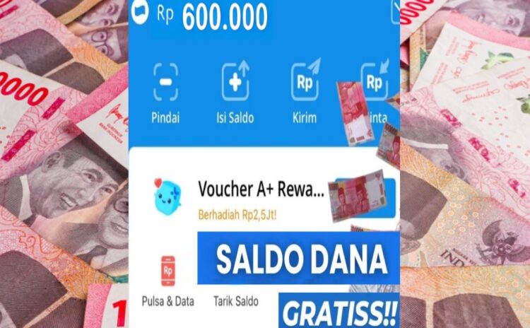 Ilustrasi dompet digital DANA dengan saldo Dana Gratis Rp600.000