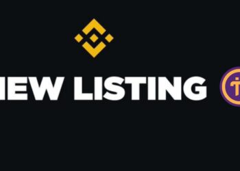 Ilustrasi Pi Coin dengan latar belakang logo Binance