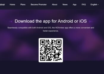 Tampilan antarmuka aplikasi HEXminer untuk menambang Bitcoin gratis di Android dan iOS