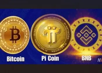Ilustrasi perbandingan kecepatan transaksi Bitcoin, BNBChain, dan Pi Network (Pi Coin)