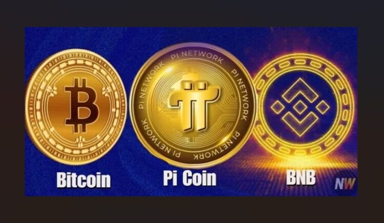 Ilustrasi perbandingan kecepatan transaksi Bitcoin, BNBChain, dan Pi Network (Pi Coin)