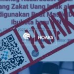 Ilustrasi cek fakta dengan tanda silang merah pada klaim hoaks terkait isu Dana Zakat IKN