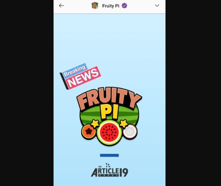"Screenshot gameplay Fruity Pi – Article 19 Group