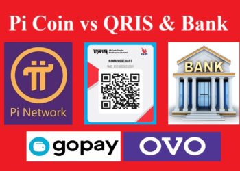 Ilustrasi perbandingan kecepatan Pi Coin vs QRIS Bank & e-wallet