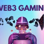 Gambar ilustrasi Web3 Gaming dengan latar blockchain dan karakter game
