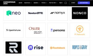 Logo Consensus 2025 dengan sponsor Pi Network