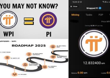 Ilustrasi cara mendapatkan Wrapped Pi (WPI) gratis pakai HP. Nilainya 1 $WPI=1 Pi Coin.