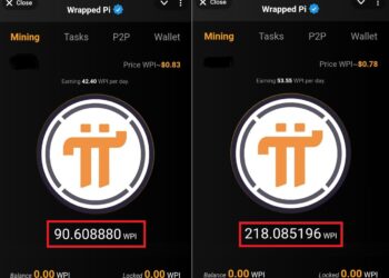 Tampilan Mining Wrapped Pi ($WPI) di HP