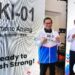 Gubernur DKI Jakarta Pramono Anung (kiri) dan Direktur Utama PT Bank Tabungan Negara (Persero) Tbk, Nixon LP Napitupulu (kanan) menunjukkan BIB masing-masing.