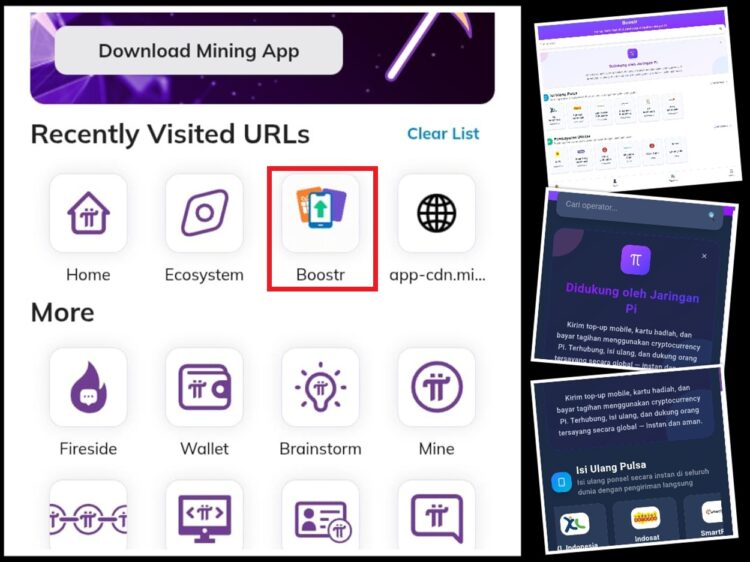 Tampilan Aplikasi Boostr DApp di Pi Browser