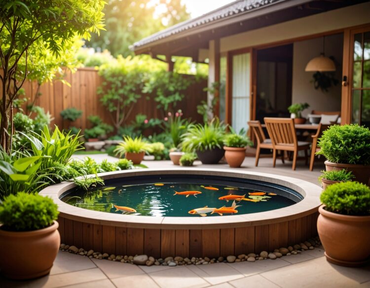 Ide Desain Kolam Ikan Mini di Halaman Dapur, Sentuhan Alami untuk Rumah Minimalis
