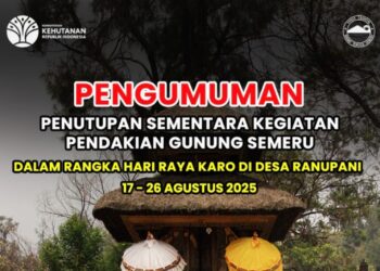 Pendakian Gunung Semeru Ditutup Sementara 17–26 Agustus, Ini Alasannya