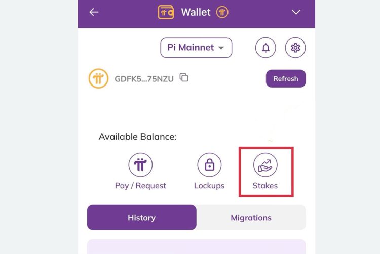 tombol Stakes Pi Wallet