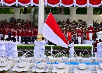 Upacara HUT ke-80 Kemerdekaan RI di Istana Merdeka.