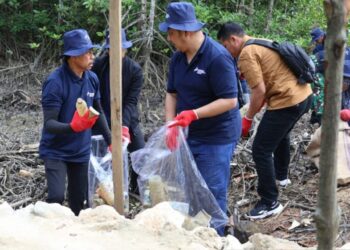 Aksi bersih-bersih pantai di Kabupaten Penajam Paser Utara.
