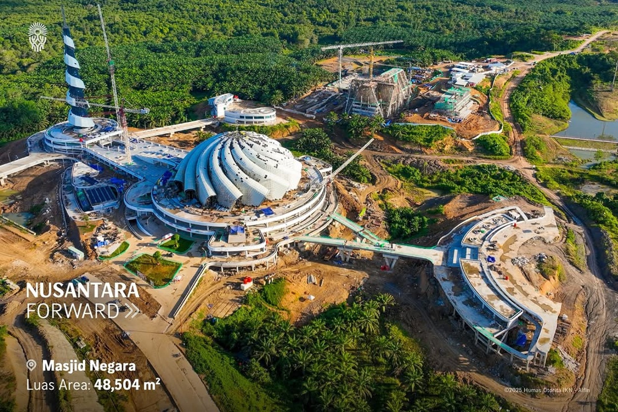 Pembangunan Masjid Negara IKN terus dikebut.