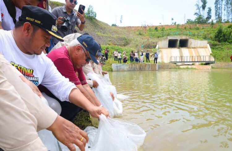 Jaga Sumber Pangan Protein, Otorita IKN Tebar 500 Kg Benih Ikan