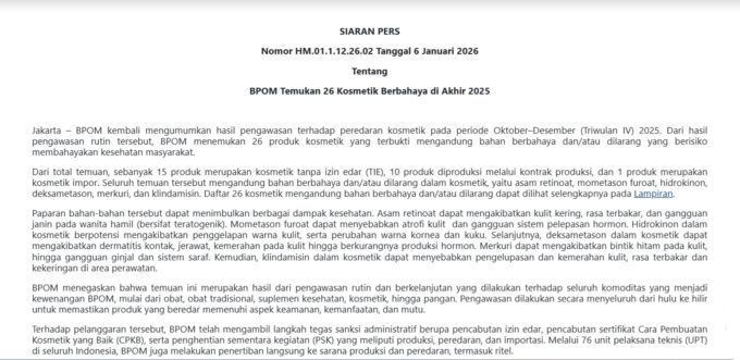 LINDUNGI KULIT CANTIKMU! Awas, 26 Kosmetik Berbahaya, Ini Daftar Lengkapnya, Efeknya Mengerikan