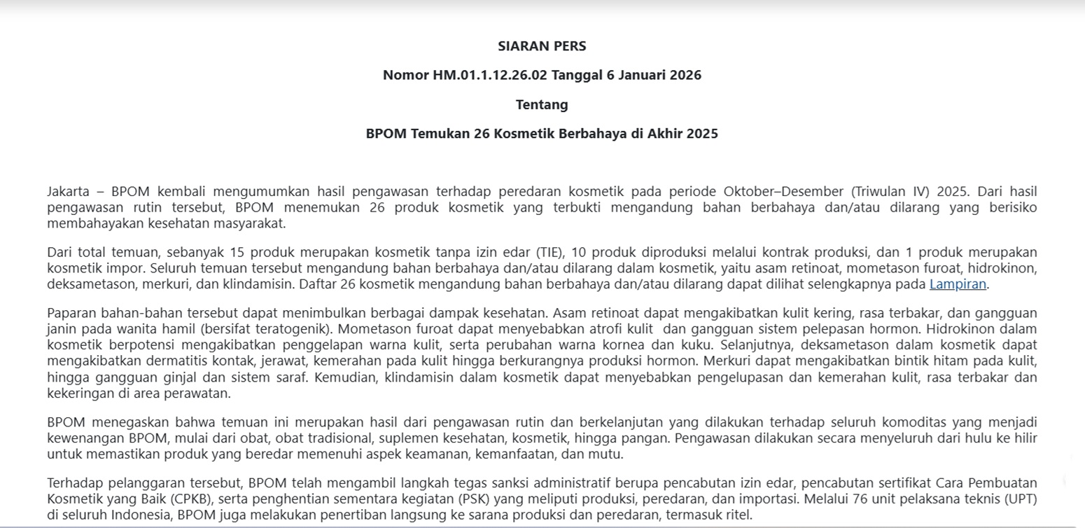 LINDUNGI KULIT CANTIKMU! Awas, 26 Kosmetik Berbahaya, Ini Daftar Lengkapnya, Efeknya Mengerikan
