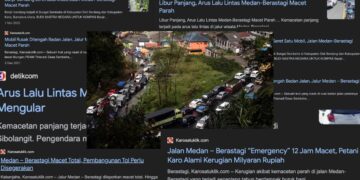 Cuplikan tangkapan layar berita-berita kemacetan parah di ruas Medan-Berastagi.-Analisa Daily - Google Image-