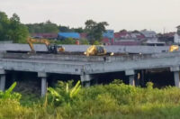 Ruas tol IKN di km 11 segmen 3A2 ambruk. Foto: @samarindaetam