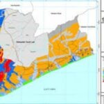 Peta sebaran desa pesisir di Kabupaten Tanah Laut yang memperlihatkan garis pantai panjang dengan potensi kelautan dan perikanan yang melimpah.