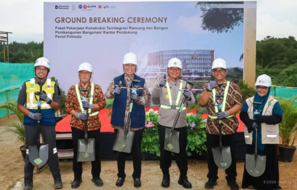 Otorita IKN bersama Polda Kaltim mulai membangun Kantor Pendukung Persil Polresta IKN di Desa Bumi Harapan, Kecamatan Sepaku.